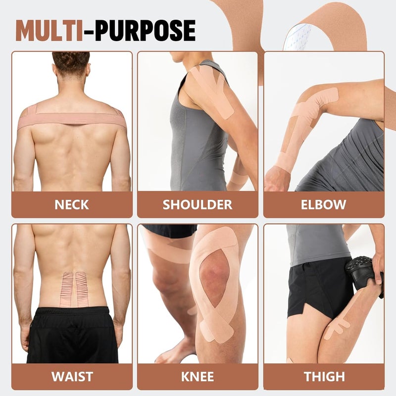 NUITPY 40PCS Precut Kinesiology Tape Strips, 2 inch x 10 inch Athletic Tape, Kinetic Tape, Elastic Muscle Tape, Sports Tape, Knee Tape for Exercise and Daily Use - Skin Color - Image 4
